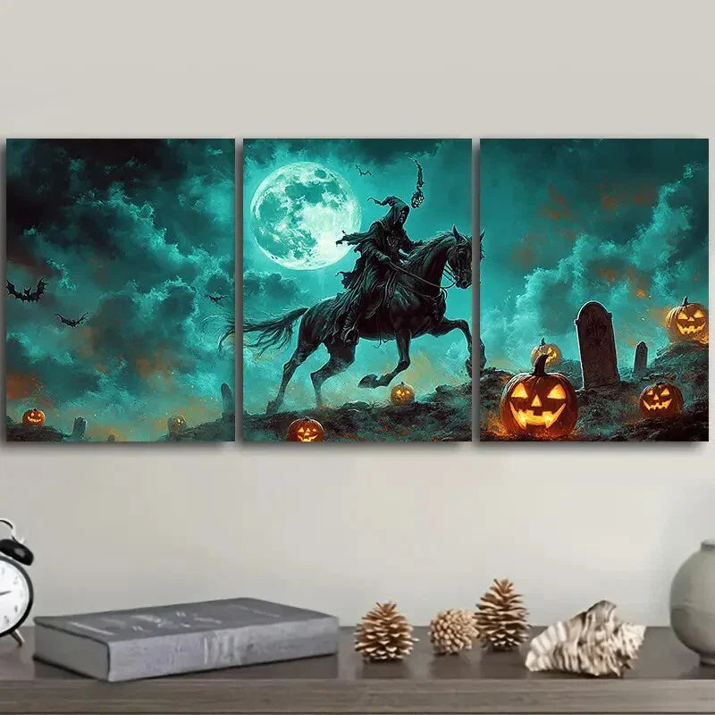 3pcs "Death Rides on His Horse in the Moonlight Metal Print Ready to Hang Art