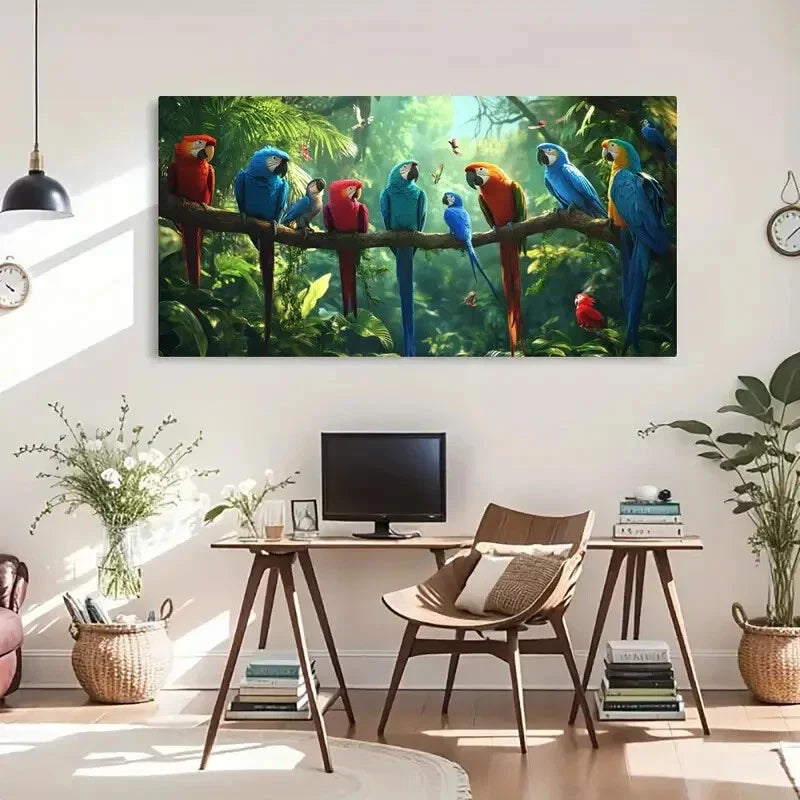 Tropical Parrot Colorful Macaw Wall Art Canvas Office Home Room Framed 120x60cm