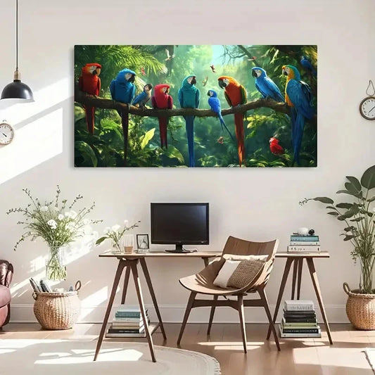 Tropical Parrot Colorful Macaw Wall Art Canvas Office Home Room Framed 120x60cm