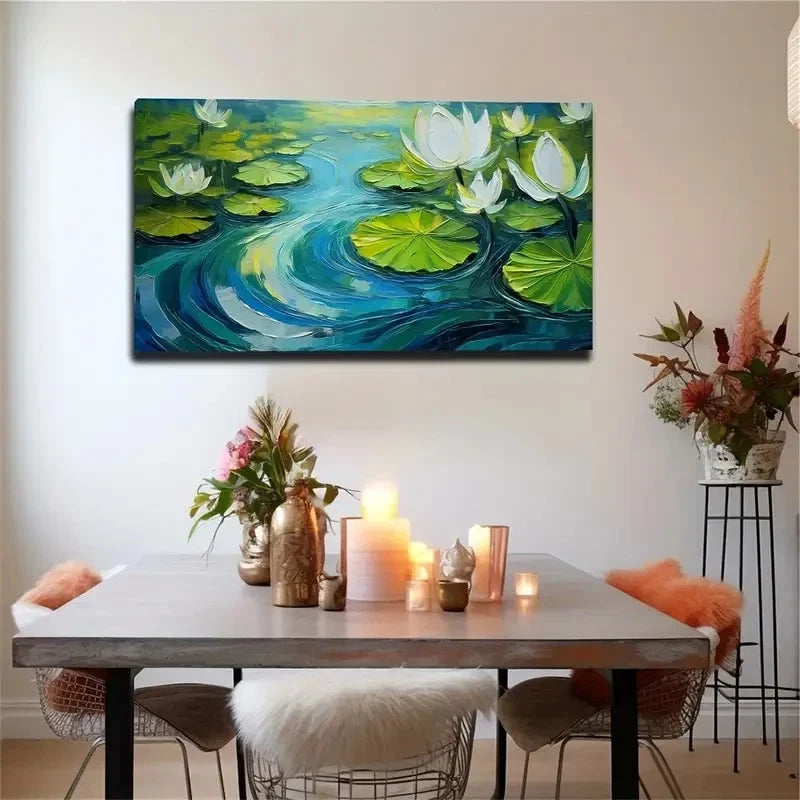 Lotus On For Lotus Pond Wall Art Canvas Office Home Room Framed 80x45cm
