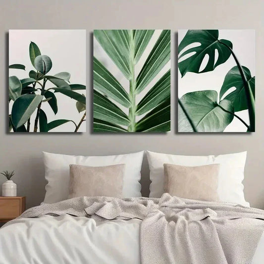 3pcs Green Plant Leaves Tropical Botanical Metal Print Ready to Hang Art