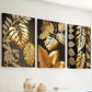3pcs light luxury Golden leaves and flowers Wall Art Set Canvas Framed 40x60cm - High Quality Print 100% Australian Made Wall Canvas Ready to Hang