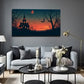 Black And White Bat Castle Wall Art Canvas Office Home Room Framed 80x45cm