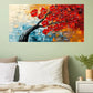 Abstract Tree with Red Leaves Wall Art Canvas Office Home Room Framed 120x60cm