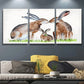 3pcs Vibrant Spring Scene with Playful Bunnies Metal Print Ready to Hang Art