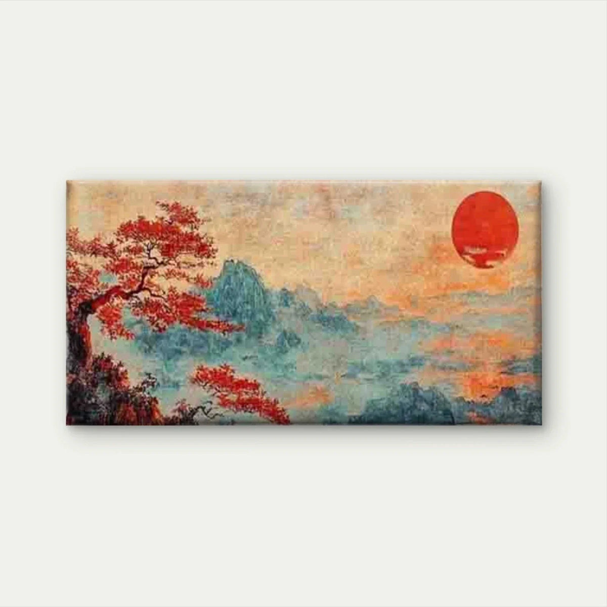 Asian Landscape with Sunset Wall Art Canvas Office Home Room Framed 120x60cm