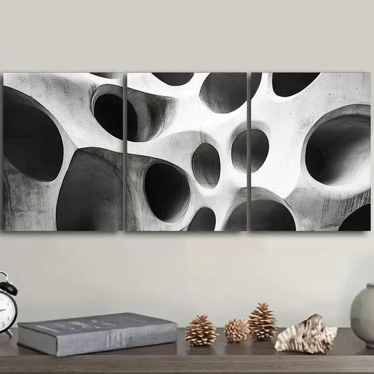 3pcs Organic shaped holes Metal Print Ready to Hang Art