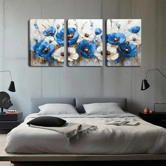 3pcs Abstract Floral Design Metal Print Ready to Hang Art