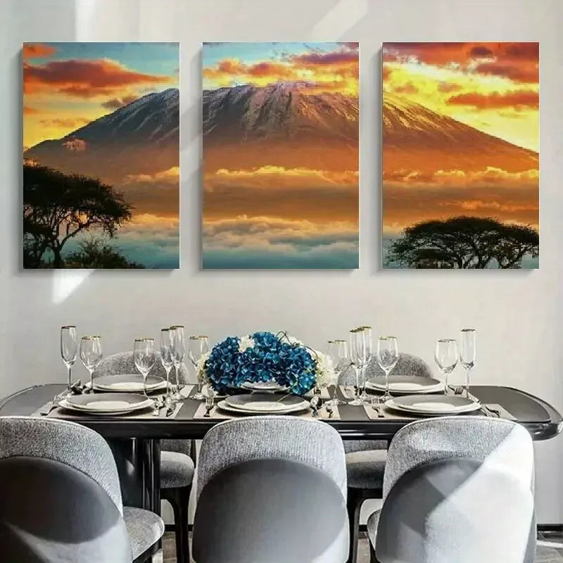3pcs Sunset & Mountain View Canvas Framed 40x60cm - High Quality Print 100% Australian Made Wall Canvas Ready to Hang
