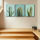 3pcs Green Cactus Trio Design Metal Print Ready to Hang Art