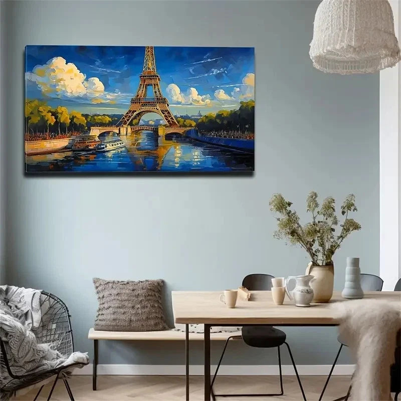 The Eiffel Tower Under Sky Wall Art Canvas Office Home Room Framed 80x45cm