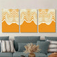 3pcs wavy seamless pattern with flowing Metal Print Ready to Hang Art