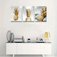 3pcs Golden Pineapple Black and White Oil Painting  Metal Print Ready to Hang Art