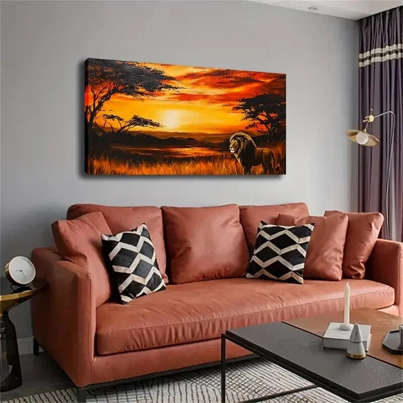 Thick Mane & Majestic Eyes Wall Art Canvas Office Home Room Framed 120x60cm
