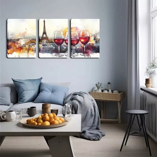 3pcs Refreshing, with The Paris Iron Tower Wall Art Set Canvas Framed 40x60cm - High Quality Print 100% Australian Made Wall Canvas Ready to Hang