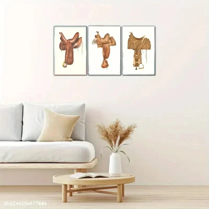 3pcs The Saddle on The Horse Metal Print Ready to Hang Art