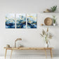3pcs  White and Gold Butterflies on Blue and White  Metal Print Ready to Hang Art