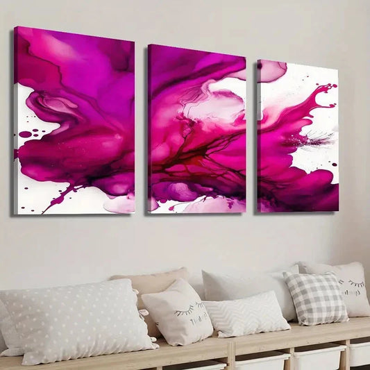 3pcs Abstract Red Fluid Painting Wall Art Set Canvas Framed 40x60cm - High Quality Print 100% Australian Made Wall Canvas Ready to Hang