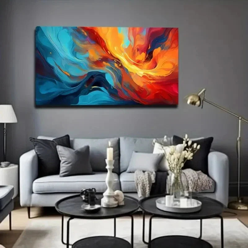 Mixed Pigments Abstract Wall Art Canvas Office Home Room Framed 120x60cm