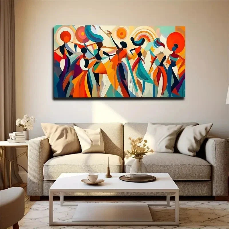 Bohemian Abstract Dance Wall Art Canvas Office Home Room Framed 80x45cm