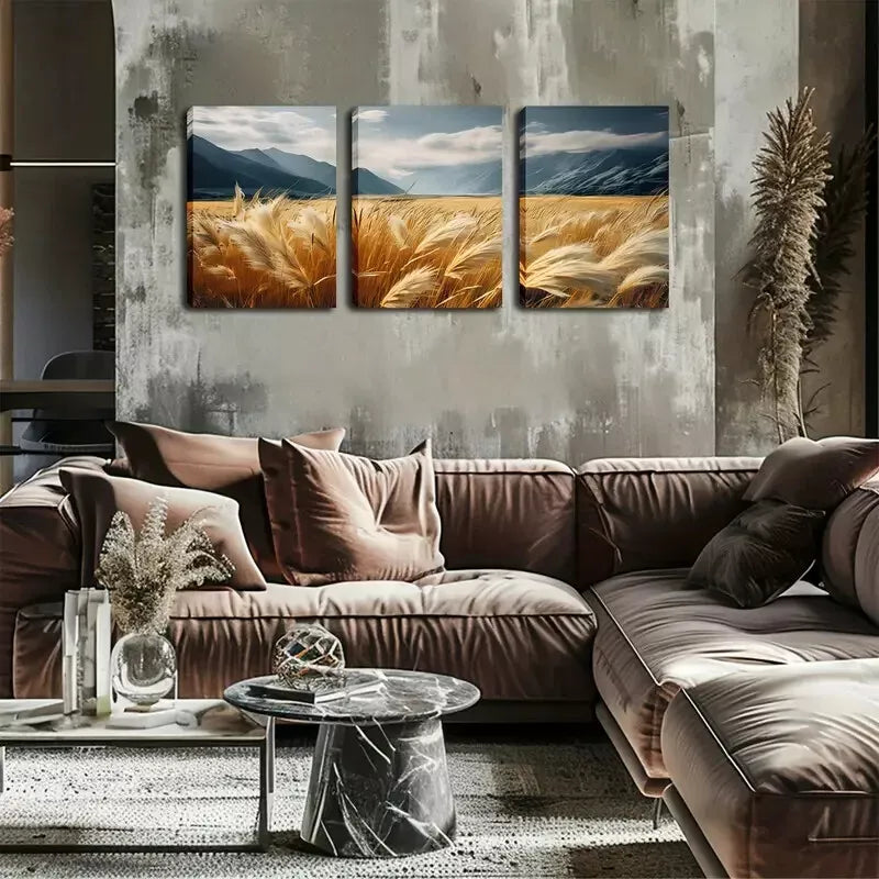 3pcs  Good Luck Products, Autumn Weeds Wall Art Set Canvas Framed 40x60cm - High Quality Print 100% Australian Made Wall Canvas Ready to Hang