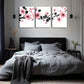 3pcs ink Flowers Black Stamens Modern  Wall Art Set Canvas Framed 40x60cm - High Quality Print 100% Australian Made Wall Canvas Ready to Hang