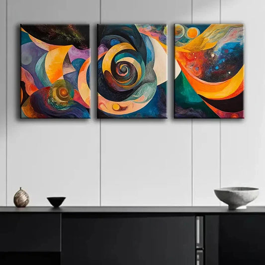 3pcs Colorful Abstract Swirl Painting Perfect Wall Art Set Canvas Framed 40x60cm - High Quality Print 100% Australian Made Wall Canvas Ready to Hang