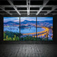 3pcs City Skyline Night View Urban Metal Print Ready to Hang Art