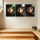 3pcs The Woman in the Green Helmet Metal Print Ready to Hang Art