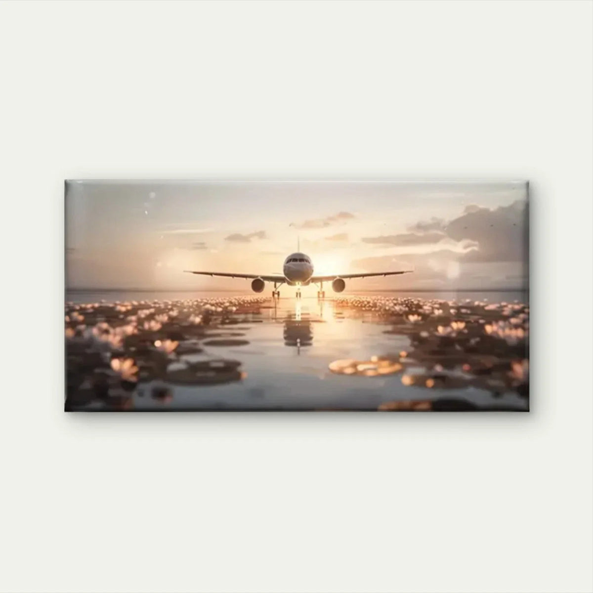 Plane Flew Water Pathway Wall Art Canvas Office Home Room Framed 120x60cm