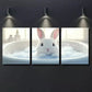 3pcs Rabbit in Bathtub Canvas Framed 40x60cm - High Quality Print 100% Australian Made Wall Canvas Ready to Hang