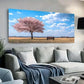 Cherry Blossom Bench Sky wall canvas office home room framed 120x60cm