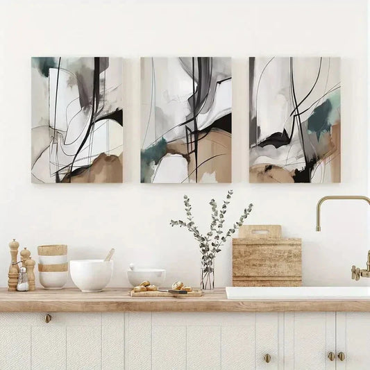 3pcs  Abstract Dormitory Decor  Metal Print Ready to Hang Art