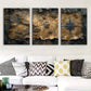 3pcs Map Fantasy Modern Dark Blue & Gold Metal Print Ready to Hang Art