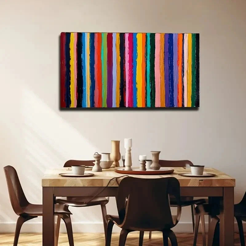 Vertical Stripes Colorful Style Wall Art Canvas Office Home Room Framed 120x60cm