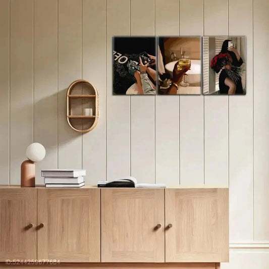 3pcs Exquisite Female Portrait African Girl Art Metal Print Ready to Hang Art