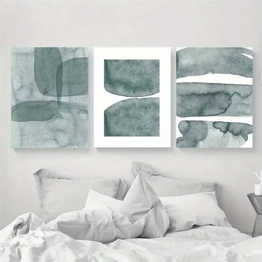 3pcs Modernist Art Abstract Ni Green Bougelin Metal Print Ready to Hang Art
