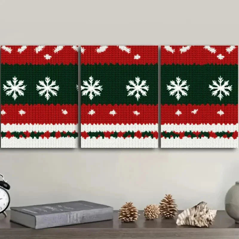 3pcs Christmas sweater pattern Wall Art Set Canvas Framed 40x60cm - High Quality Print 100% Australian Made Wall Canvas Ready to Hang