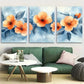 3pcs Soft Peach Floral with Green Leaves Metal Print Ready to Hang Art