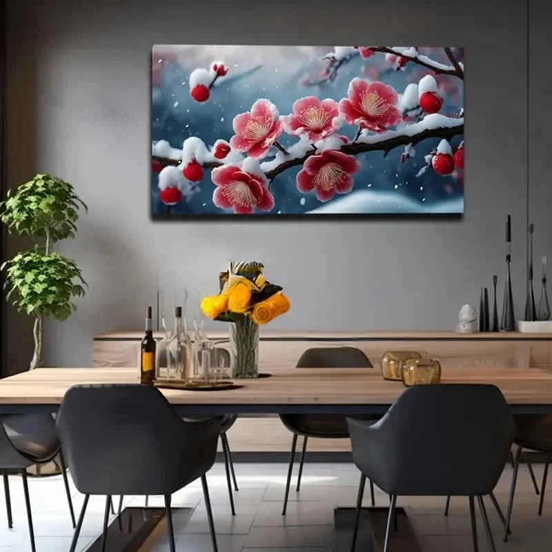Plum Blossoms Wall Art Canvas Office Home Room Framed 80x45cm
