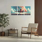 3pcs  Red Airplane with White Clouds  Metal Print Ready to Hang Art