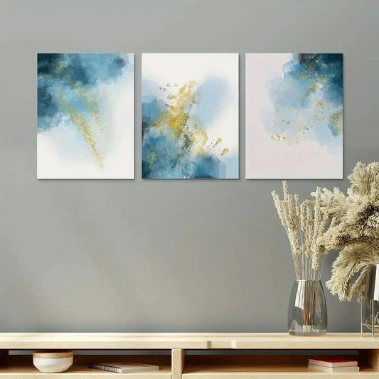 3pcs Minimalist Contemporary Abstract Metal Print Ready to Hang Art