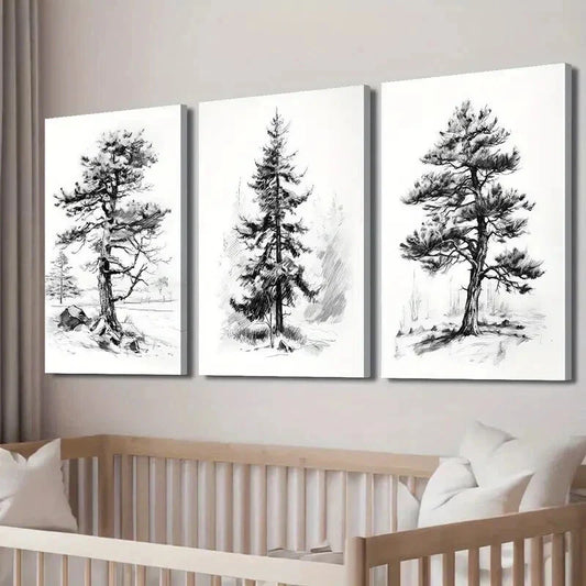 3pcs Countryside Tree Nature Inspired Decor Wall Art Set Canvas Framed 40x60cm - High Quality Print 100% Australian Made Wall Canvas Ready to Hang