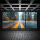 3pcs An Empty Road In The Forest Metal Print Ready to Hang Art