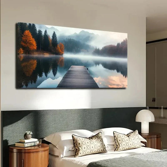 Abstract Mountain Landscape Wall Art canvas office home room framed 120x60cm