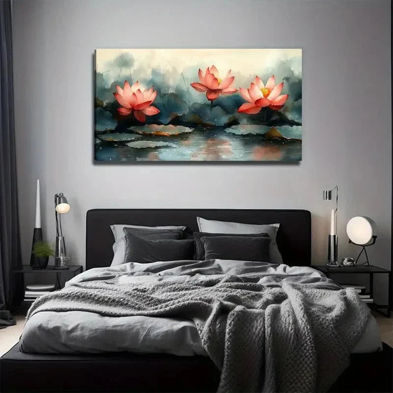 Beautiful For Lotus Flower Wall Art Canvas Office Home Room Framed 80x45cm