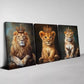 3pcs Modern Abstract Lion Family with Clowns Wall Art Set Canvas Framed 40x60cm - High Quality Print 100% Australian Made Wall Canvas Ready to Hang