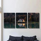 3pcs Tranquil Lakeside Villas Reflection Metal Print Ready to Hang Art