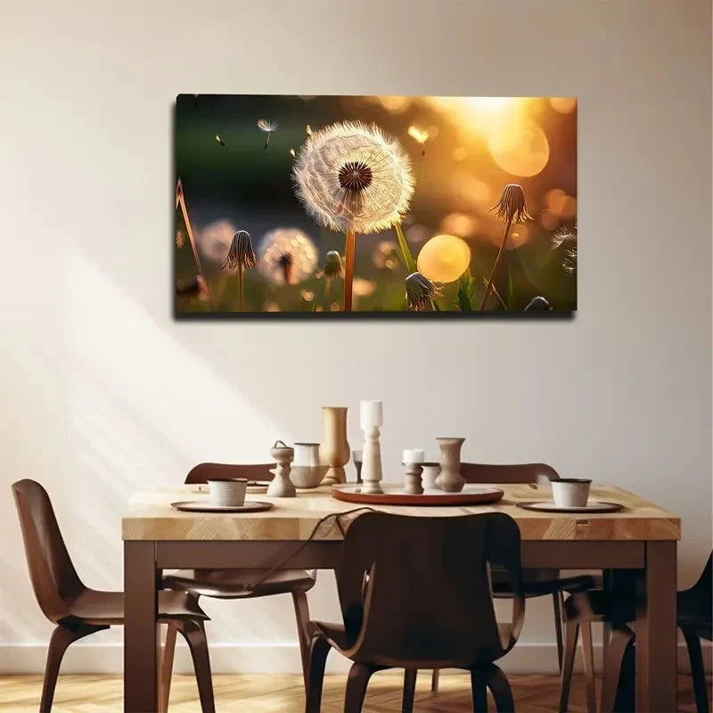 Dandelion At Sunset Wall Art Canvas Office Home Room Framed 120x60cm