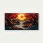 Sunset River Trees Red Perfect Wall Art Canvas Office Home Room Framed 120x60cm